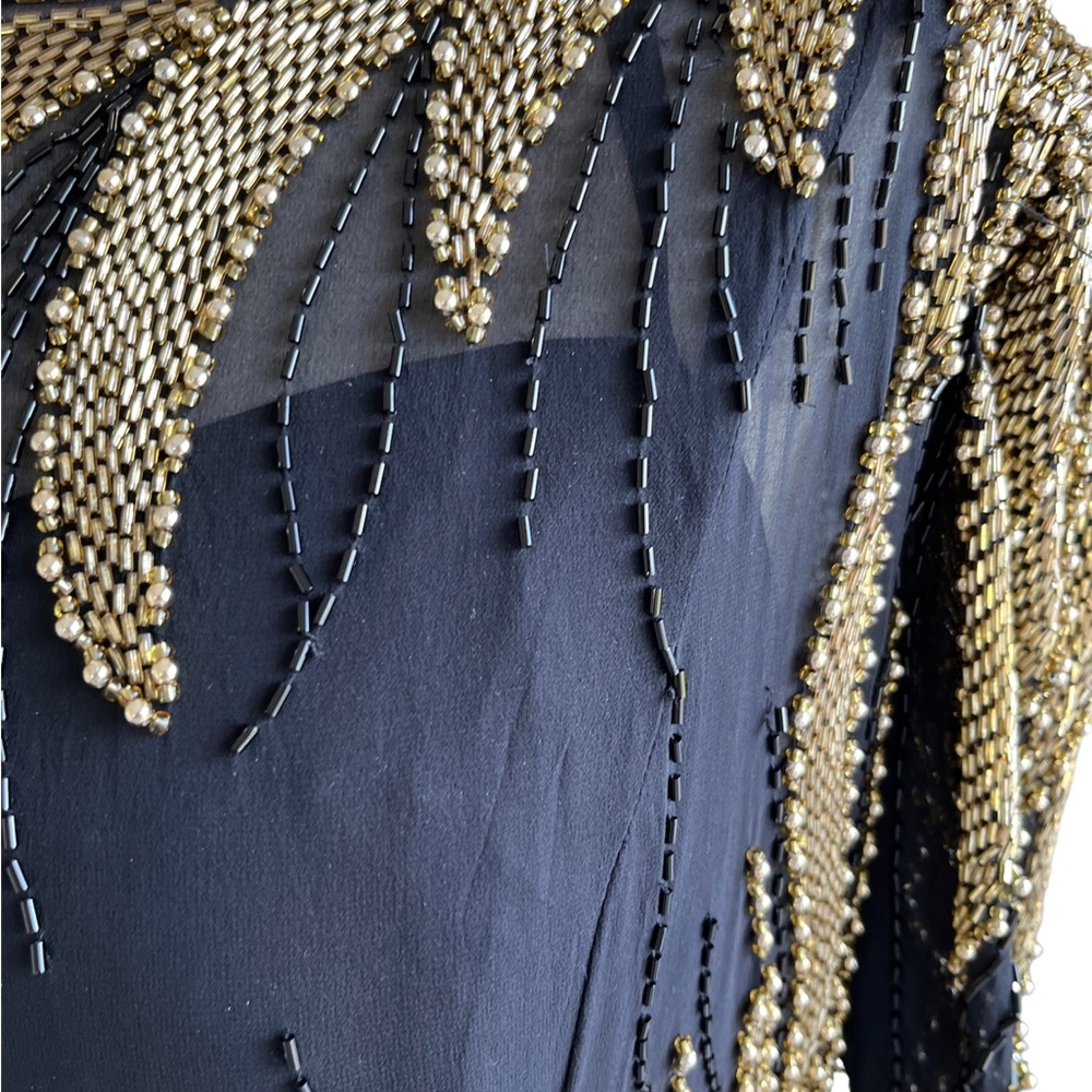 Elegant Black and Gold Women's Dress - Picture 2 of 7